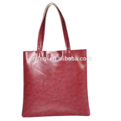 China Fashion Custom Dark Red PU Tote Bag With Word Print Fashion Single Shoulder Bag for sale