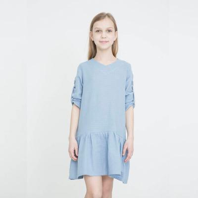 China Anti-Wrinkle Ins Adorable Canvas Organic Cotton Long Sleeve Girls Dress for sale