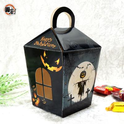 China Handmade House Shape Handmade Halloween Candy Gift Boxes Cute Packaging Box For Halloween Party for sale