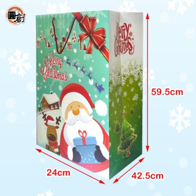 China Handmade Christmas Santa Claus Pattern Oversized Paper Bag for sale