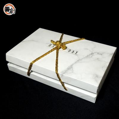 China Paper Box Handmade Gold Foil Marble Pattern Printed Carrying Case for sale