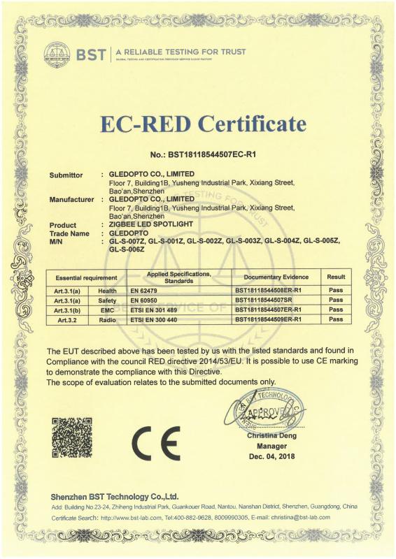 CE - Shenzhen Gledopto Co., Ltd.