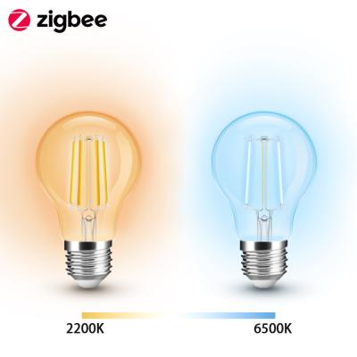 China Table Lamp Changeable CCT 2200-6500K 7W Led Filament Bulb Alexa Google Assistant Compatible Smart Led Light Bulb for sale