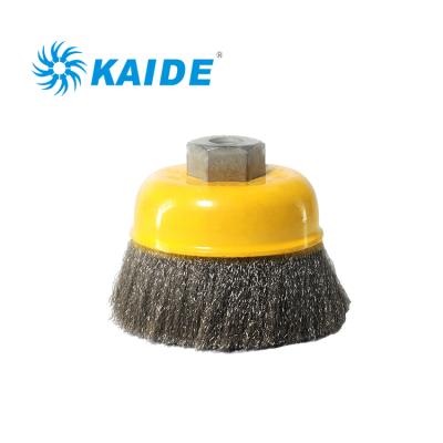 China Fast Delivery Stainless Steel Crimped Wire Cup Cleaning Brush With Screw From China Supplier for sale