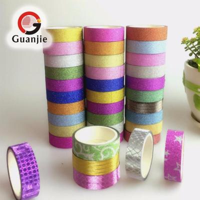 China Fashion Glitter Style Beautiful Waterproof Scrapbook Notebook Japanese Colorful Washi Tape for sale