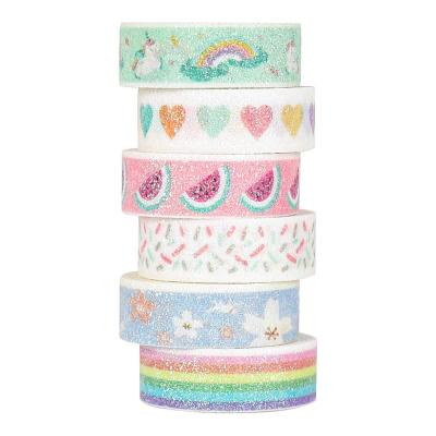 China Waterproof Colorful Customized Glitter Washi Tape Set Rainbow Decorative Strips For Arts Crafts DIY Lists Planners for sale