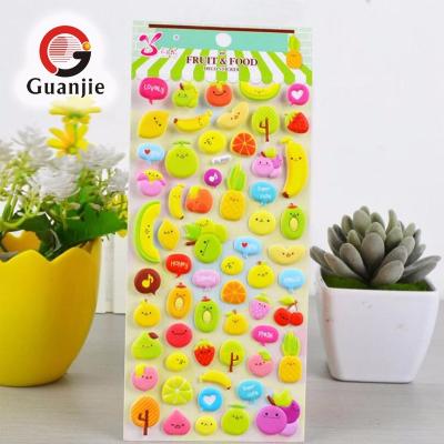 China Decorative fruit recycled puffy sticker, foam sticker for kids for sale