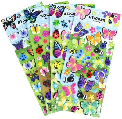 China Recyclable and Eco-Friendly Butterfly Stickers 4 Sheets with Multi Color Butterflies Ladybug Beetle Bee and Flower Decals Stickers for Kids Scrapbooking for sale