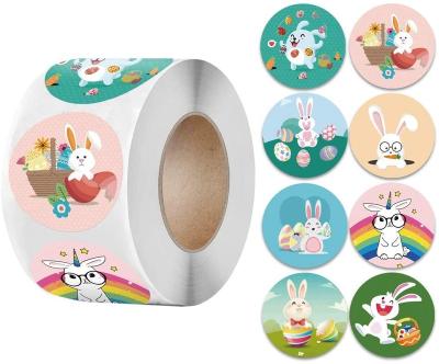 China Recyclable And Eco-Friendly Easter Stickers On Egg Customized Eggs Bunny Assorted Self-Adhesive Sticker Decal With 6 Design For Easter Gifts for sale