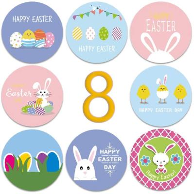 China Bunny Stickers Customized Cute Eggs Sticker Recyclable And Eco-Friendly Bunny Assorted Self-Adhesive Sticker With 8 Design For Easter Party for sale