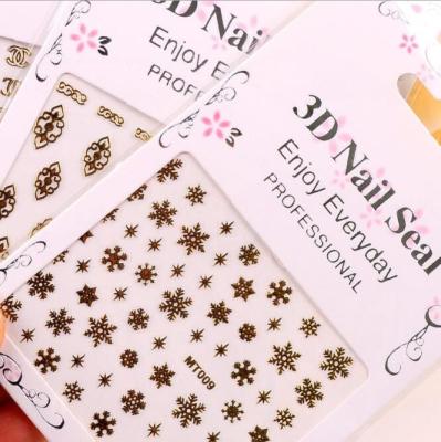 China 3d nail art DIY decoration gold 3D nail fashionable flash sticker in Wenzhou factory for sale