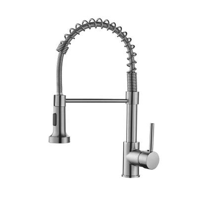 China Metered Faucets HongPin Lead Free Stainless Steel Single Lever Handle Pull Down Sprayer Brushed Nickel Kitchen Faucet, Kitchen Sink Faucet for sale