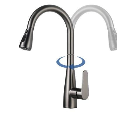 China Metered Faucets Single Handle Swan Hole Matte Black Pull Down Spring Kitchen Sink Faucet With Faucet Hole Cover Kitchen Sink Faucet for sale