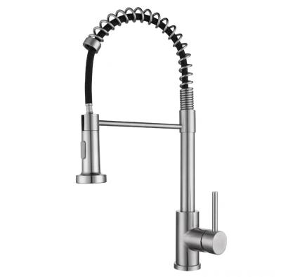 China With Faucet HP China Factory Aquacubic CUPC Certified Solid Brass Matte Black Pull Down Spring Kitchen Faucet for sale