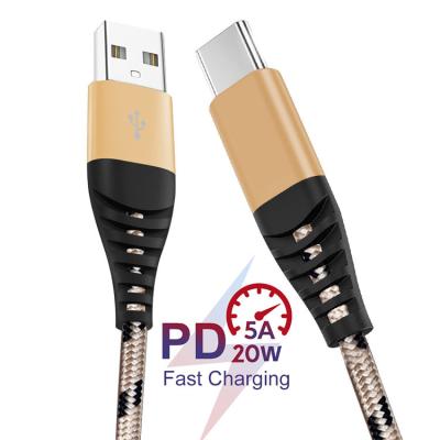 China Original MP3/MP4 Player 5A 10Gbps Fast Charging Data Transmission Type C Cable Tipo C Cabo USB 3.1 Nylon Braided Data Cable For Samsung Phone for sale