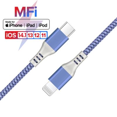 China High quality MFi camera certified iphone cable customsized type 1m 2m 3m 3A USB C fast charging data cable to light up charging cable for sale