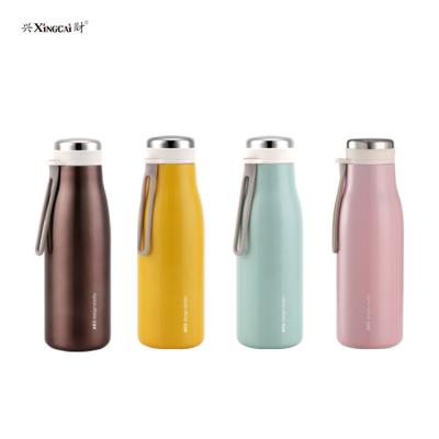 China AKS 360ML PORTABLE Custom Water Bottle Logo Double Insulated Stainless Steel With Silicon Handle for sale