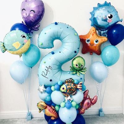 China Party Decoration S0177 Cute Sea World Fish Foil Balloons Set For Kids Birthday Party Decoration Ocean Air Ball Holiday Animal Toy Supplier for sale