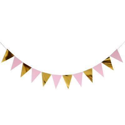 China Marriage favors & Bridal Party Gifts S0382 Wedding Baby Shower Event And Party Supplies 12 Pieces Triangle Flag Banner Vintage Style Bunting Banner for sale