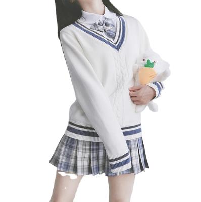 China Wholesale OEM Customized School Uniform Cotton V-Neck Sweater Design Fashion School Uniform New Sets for sale