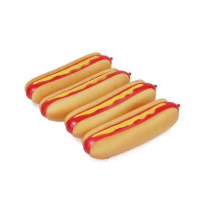 China Cat Hot Dog Sandwich Bread Viable Toy Squeak Sound Rubber Pet Toys for sale