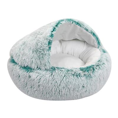 China Dog Kennel Viable Cat Kennel Plush Round Shell Bed Warm Protection Cat Supplies Pet Bed for sale