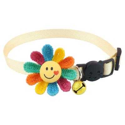 China Personalized Pet Supplies Wholesale Pet Jewelry Anti-choking Smiley Face Colorful Cat Collars Bells Collars for sale