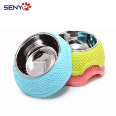 China Pet Stored Candy Color Dog Bowl Stainless Steel Cat Single Bowl Large Dog Eating Bowl for sale