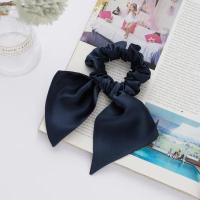 China Beautiful big size hair scrunchies fabric19mm fashion silk rabbit ears scrunchie for sale