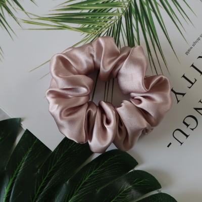 China Beautiful 50 scrunchies custom made 100% green real hair color girls hair accessories big satin tie girl hair elastics Scrunchy silk band for sale