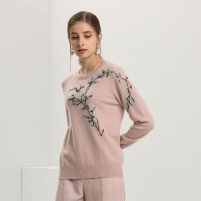 China Anti-pilling luxury pullover style solid color hand wash ladies cashmere sweaters with handmade embroidery for sale