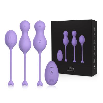 China Silicone + ABS Ben Wa Balls Wearable Female Vibrator Vaginal Kegel Ball Remote Set for sale