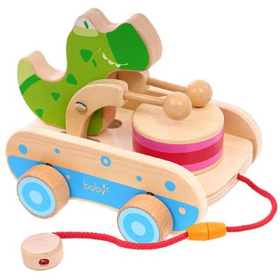 China Educational Wooden Toys Wooden Educational Toys Dragging Crocodile Drumming For Kids Game for sale