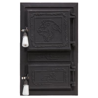 China Farmhouse Cast Iron Double Stove Doors Fireplace Doors Wood Burning Stove Door for sale