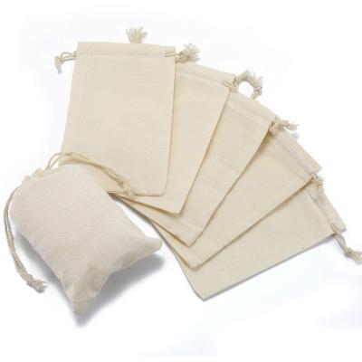 China Eco-Friendly Custom Logo Canvas Cotton Linen Packaging Pouch Jewelry Drawstring Bags for sale