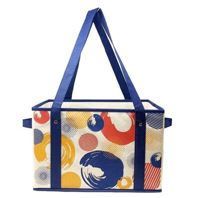 China Wholesale Reusable Grocery Woven Fabric Storage Box Foldable Tote Bag Eco-friendly Non for sale