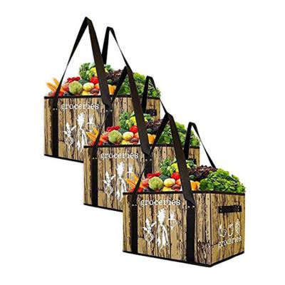 China Eco-friendly Reusable Luxury Collapsible Nonwoven Laminated Shopping Grocery Bag Box With Reinforced Bottom for sale