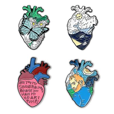 China Wholesale Europe Metal Organ Heart Soft Enamel Pins Doctor Nurse Heart Lapel Pin for sale