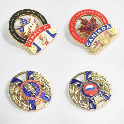 China Custom Custom World Police Military Challenge 3D Logo Navy Souvenir Enamel Coin Zinc Alloy Brass Engraving Maker Coins for sale