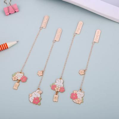 China Wholesale Metal Student Stationery Metal Bookmark Supply Exquisite and Beautiful Clip Children's Book Rabbit Textbook Paperboard Markers for sale