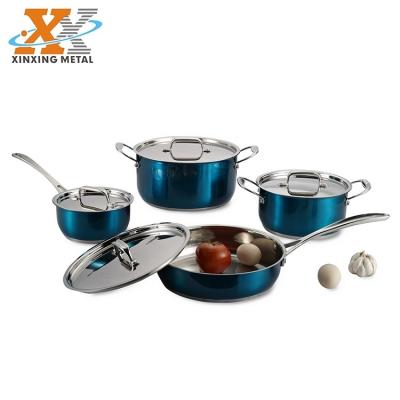 China Cheap 8 Pcs Stainless Steel Cookware Set Kitchen Ware Sustainable China Italian Cookware for sale