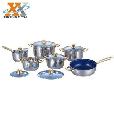 China Sustainable 12 Pcs High Quality Stainless Steel Kitchen Ware Set Non Stick Cookware Set Cookware for sale