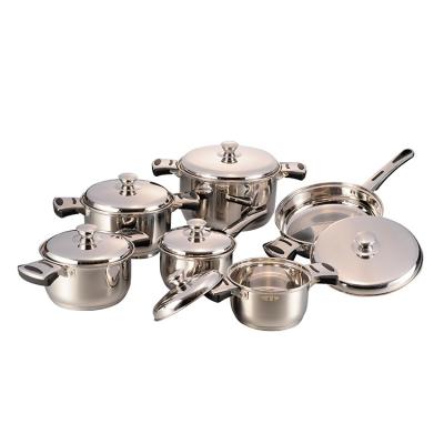 China Sustainable Wholesale 12Pcs Dinner Set Stainless Steel Kitchenware Cookware Set for sale