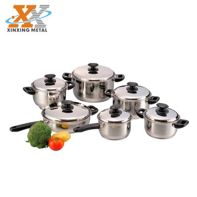 China Sustainable China Supply 12Pcs Stainless Steel Cookware Set With Stainless Steel Lid for sale