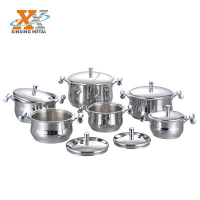 China Good Quality Sustainable German Style 12 Pcs Stainless Steel Cookware Set With Glass Lid for sale