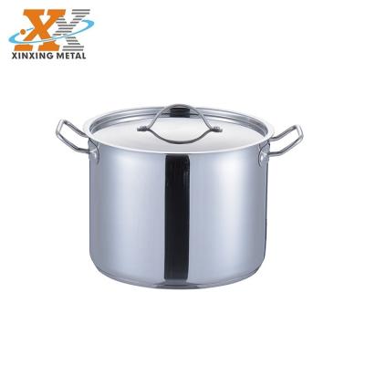 China Sustainable Restaurant Kitchen Straight Shape Stainless Steel Stock Pot Cookware Soup Pot for sale