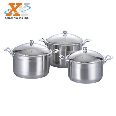 China Modern Stock Quality Induction Size Stainless Steel Pot Modern Italian Cookware Set for sale