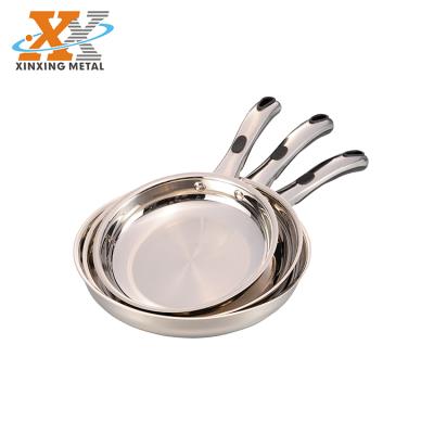 China Factory Directly Sustainable Polish Finish Cooking Pan Set Stainless Steel Frying Pan for sale