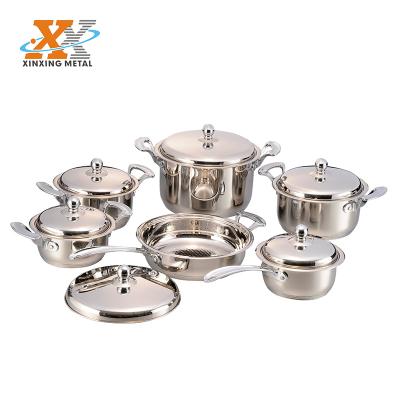 China Sustainable 12Pcs Cookware Set Stainless Steel Cookware Sets With Stainless Steel Lid for sale