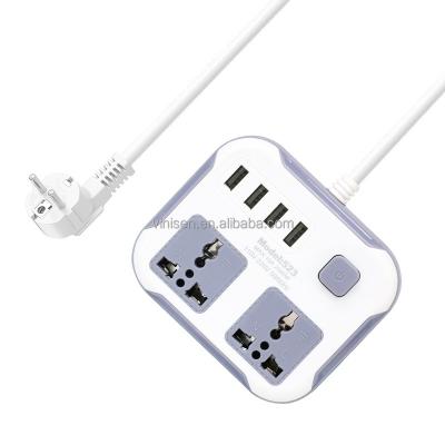 China Universal Outlet Electrical Connection Power Strip 2 Port With 4 USB Power Plug 2M Extension Socket Socket Surge Protector Customized for sale